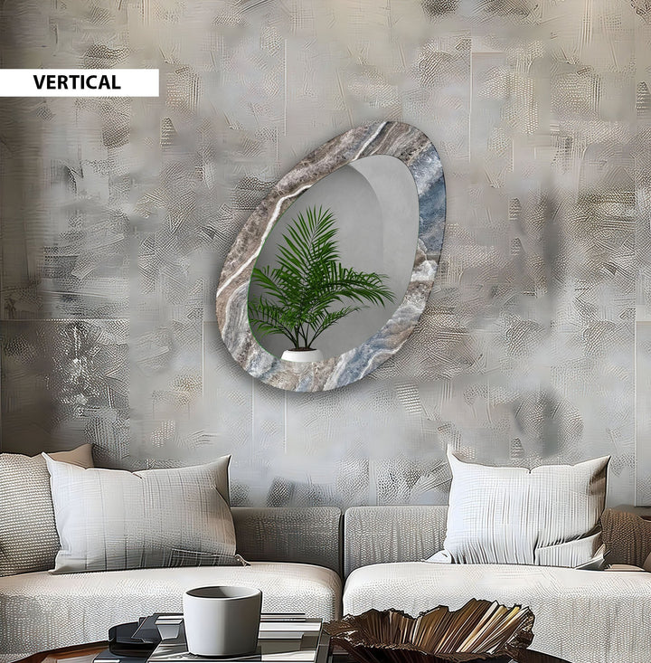 Gray Marble Decorative Wall Mirror