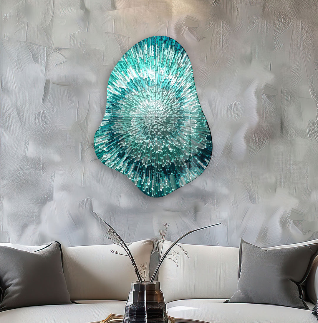 Abstract Turquoise Helix Glass Wall Art, photo print on glass, prints on glass wall art
