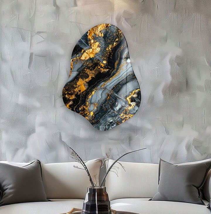 Gold & Gray Marble Irregular Glass Wall Art, glass image printing, glass prints from photos
