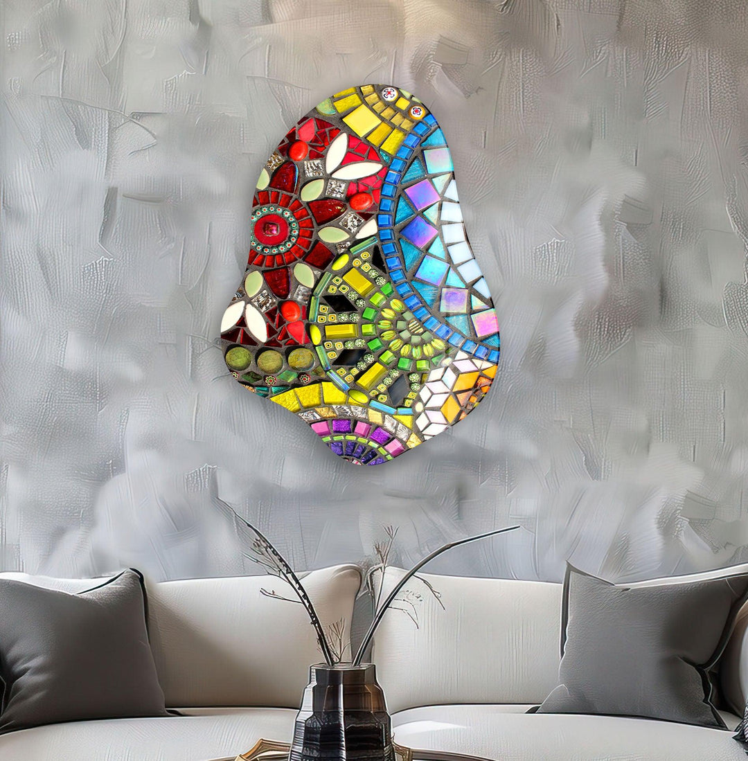 Stylish Red Mosaic Glass Wall Art, glass art painting, glass art for the Wall
