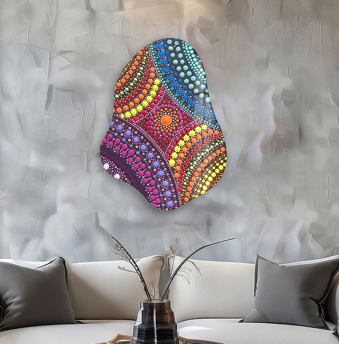 Colorful Mosaic Pattern Irregular Glass Wall Art, glass pictures for Wall, glass prints wall art
