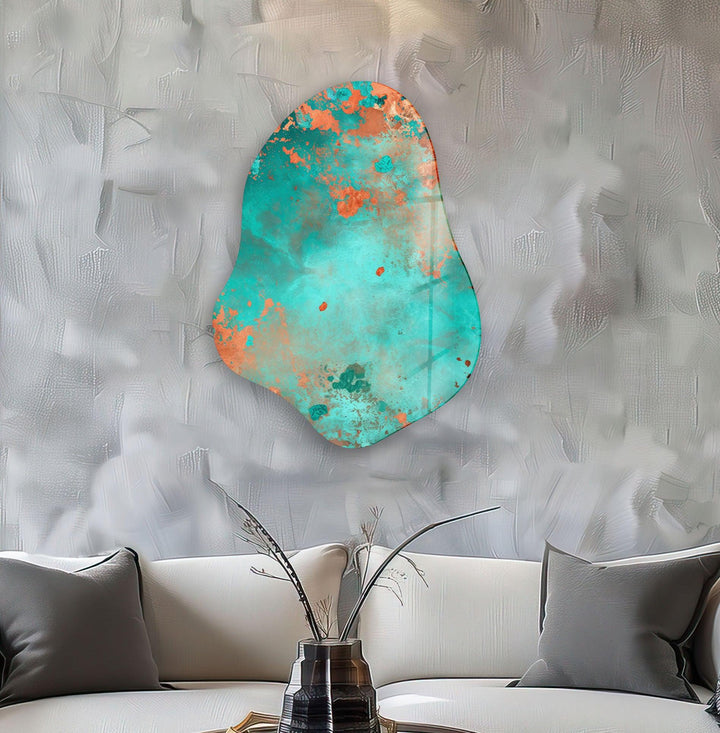 Turquoise Abstarct Decorative Glass Wall Art, glass photo prints, glass picture prints
