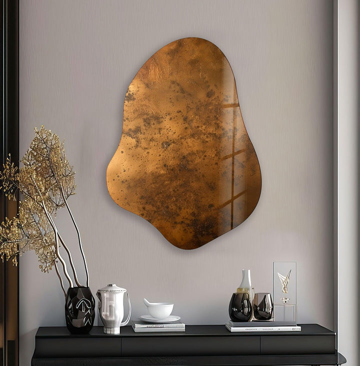 Copper Color Print Abstract Glass Wall Art, Glass Printing Wall Art, Print photos on glass
