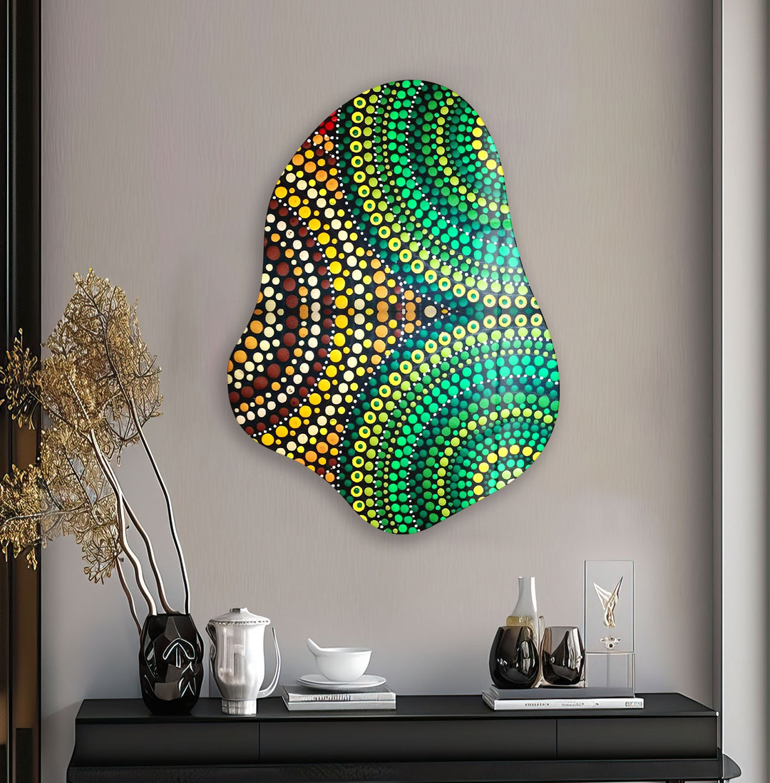 Green Mosaic Pattern Irregular Glass Wall Art, art glass wall art, glass wall art pictures
