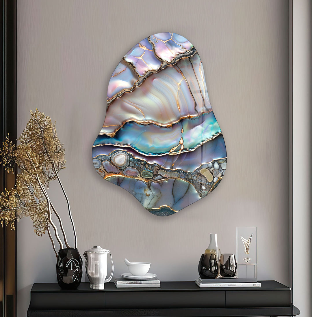 Stylish Purple Pearl Abstract Glass Wall Art, print picture on glass, Tempered Glass Wall Art

