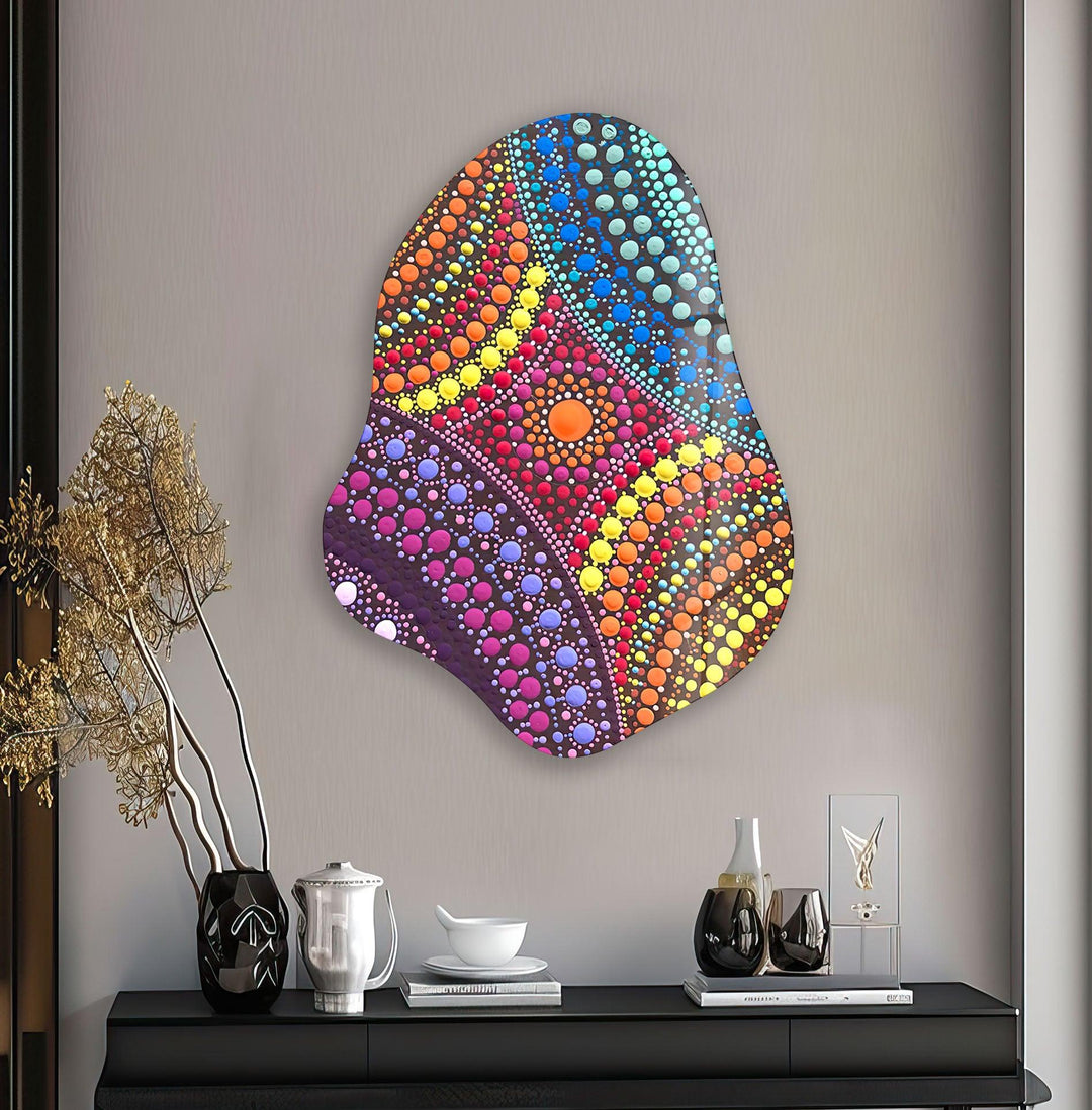 Colorful Mosaic Pattern Irregular Glass Wall Art, custom glass photo prints, large glass prints
