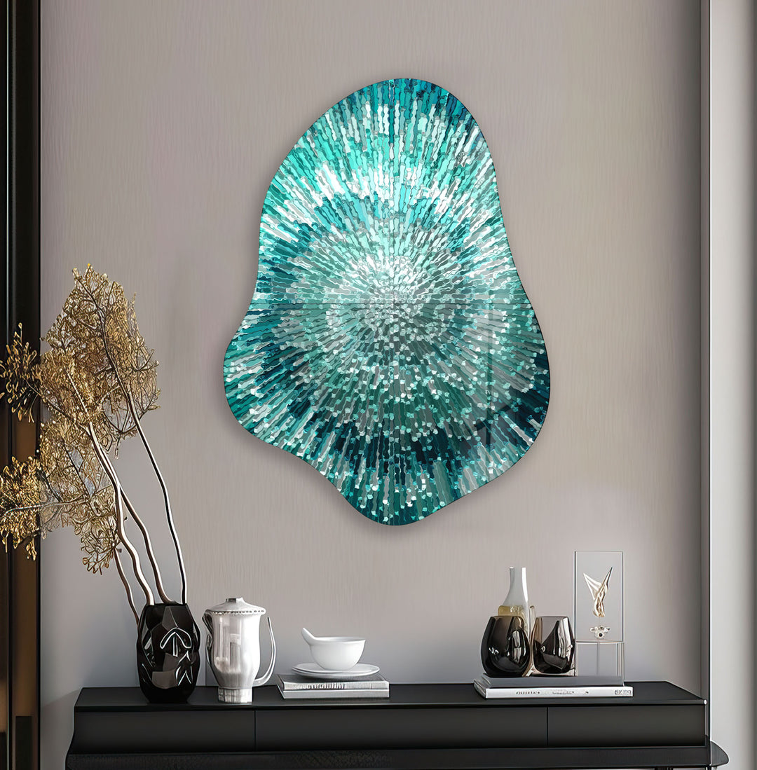 Abstract Turquoise Helix Glass Wall Art, glass pictures for Wall, glass prints wall art
