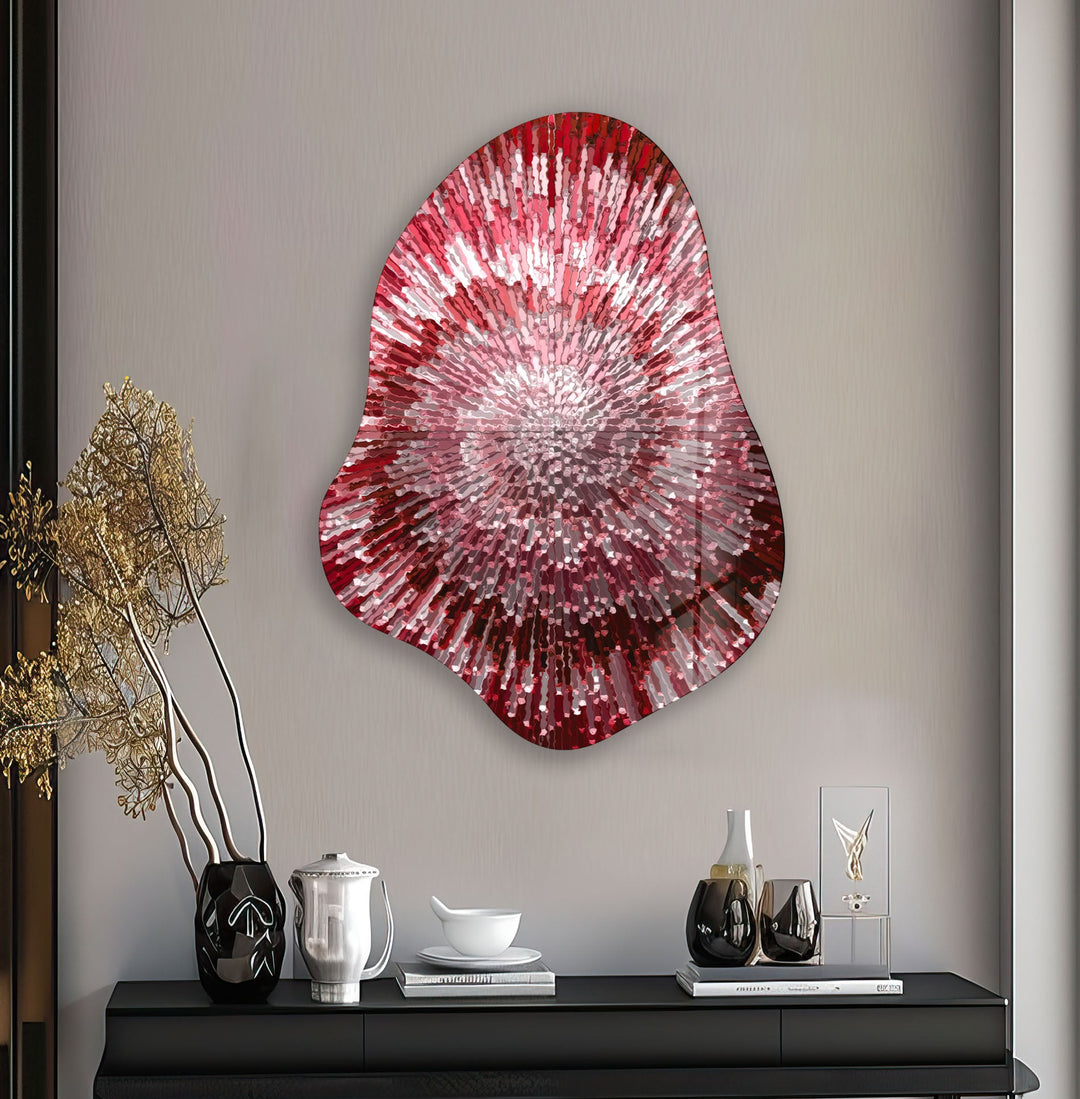 Stylish Abstract Red Helix Glass Wall Art, photo print on glass, prints on glass wall art
