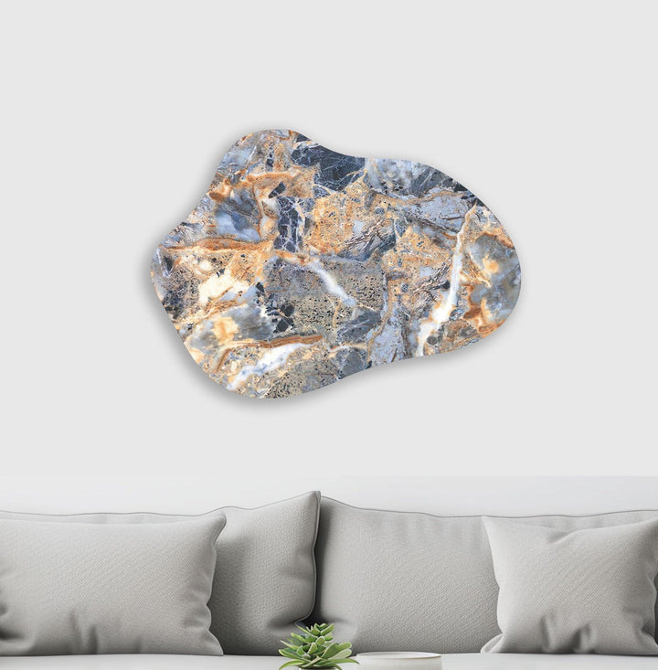 Marble Pattern Blue Irregular Glass Wall Art, print on glass, glass printed photos
