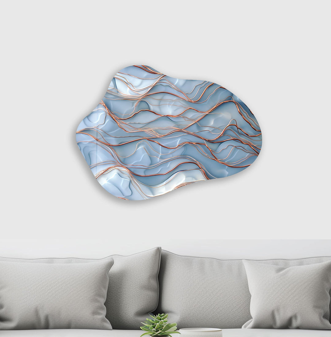 Abstract Blue Waves Irregular Glass Wall Art, art glass wall art, glass wall art pictures
