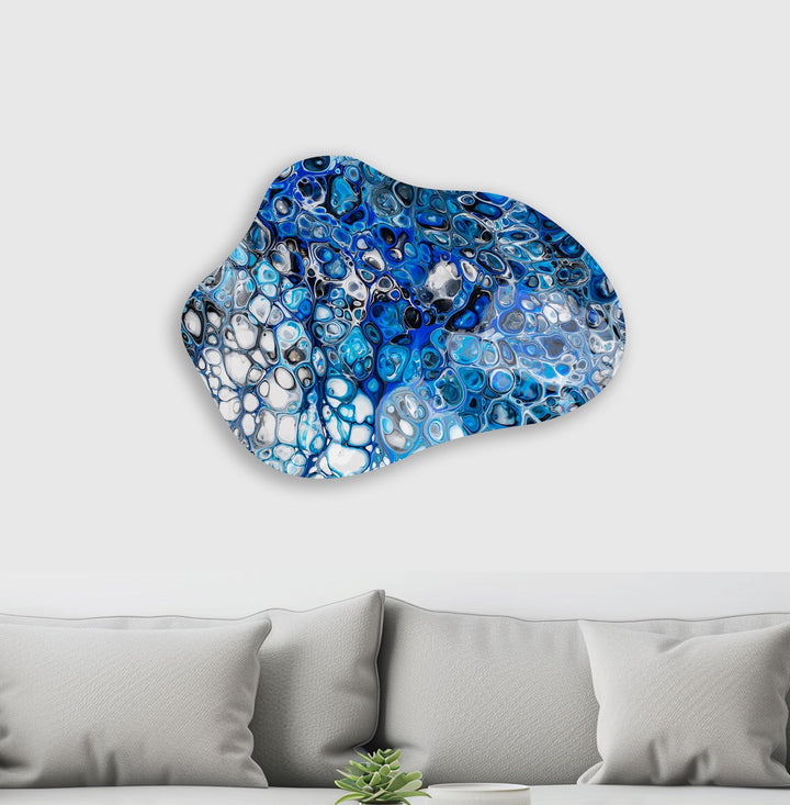 Abstract Blue Watercolor Irregular Glass Wall Art, print picture on glass, Tempered Glass Wall Art
