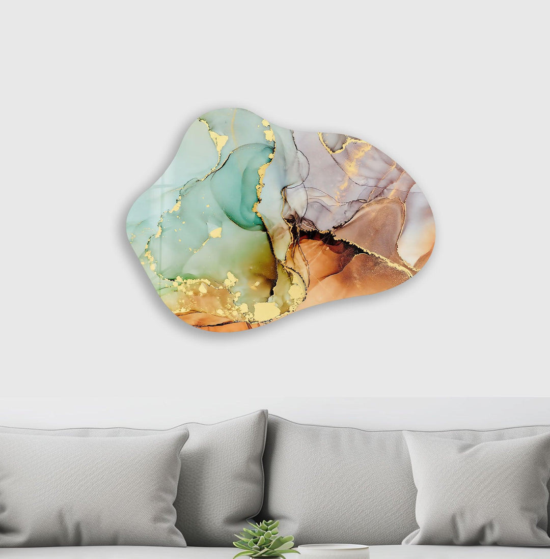 Turquoise Alcohol Ink Stylish Glass Wall Art, glass pictures for Wall, glass prints wall art
