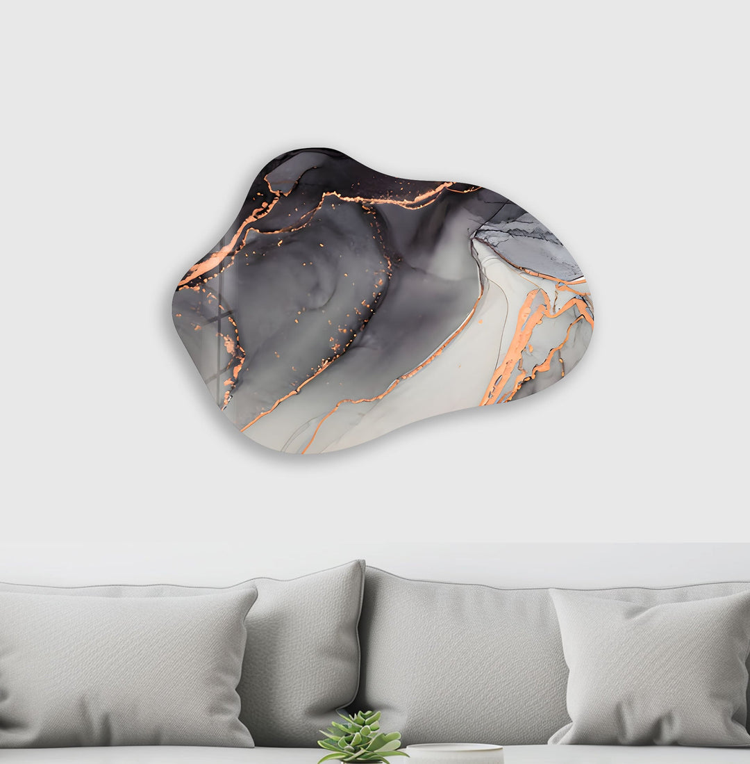 Abstract Gray Watercolor Irregular Glass Wall Art, photo print on glass, prints on glass wall art
