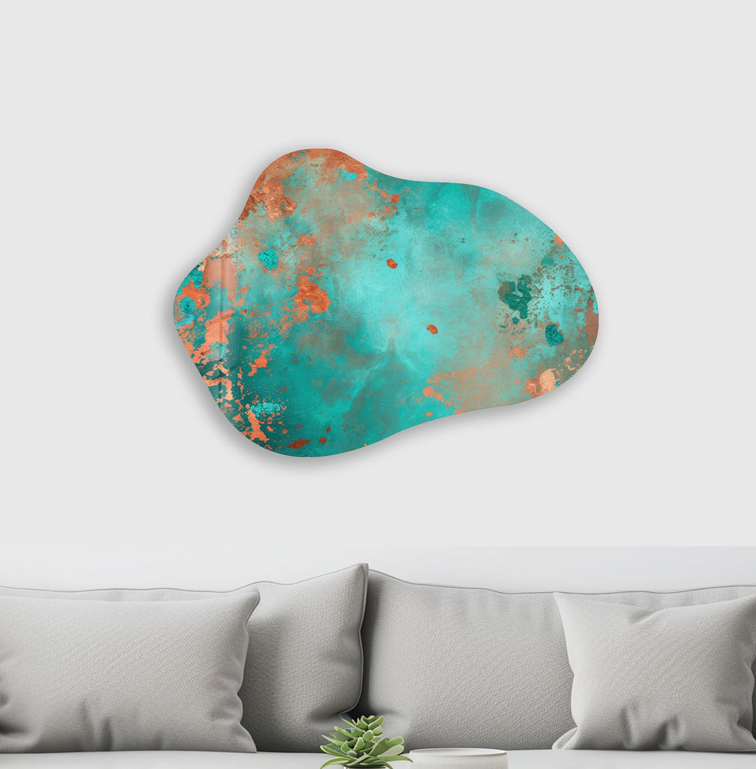 Turquoise Abstarct Decorative Glass Wall Art, print on glass, glass printed photos

