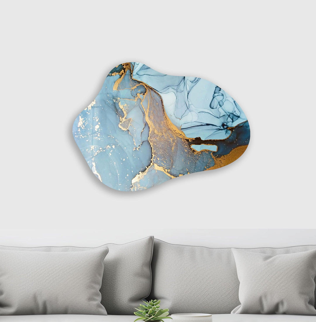 Stylish Blue Alcohol Ink Glass Wall Art, print picture on glass, Tempered Glass Wall Art

