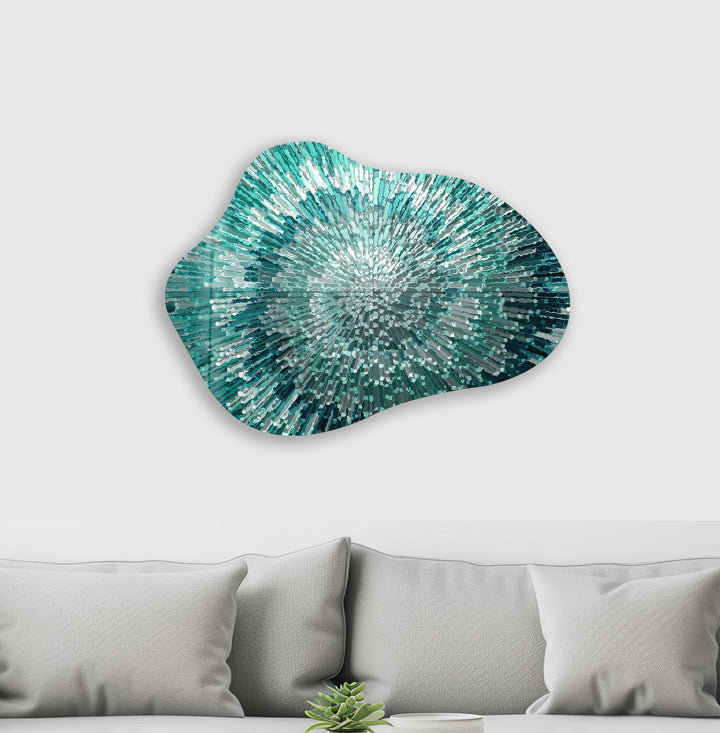 Abstract Turquoise Helix Glass Wall Art, custom glass pictures, glass art prints
