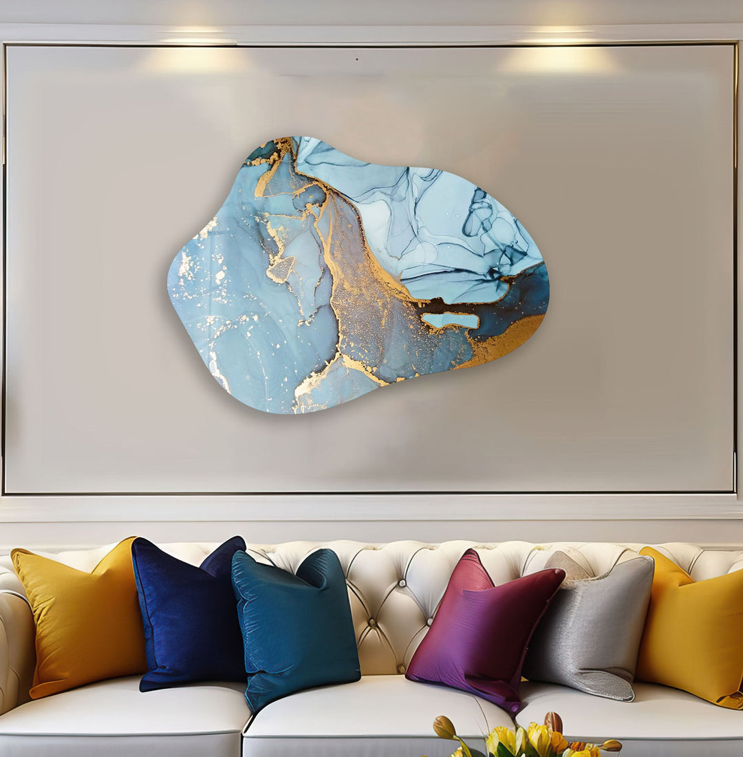 Stylish Blue Alcohol Ink Glass Wall Art, stained glass wall art, stained glass wall decor
