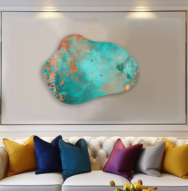 Turquoise Abstarct Decorative Glass Wall Art, glass image printing, glass prints from photos
