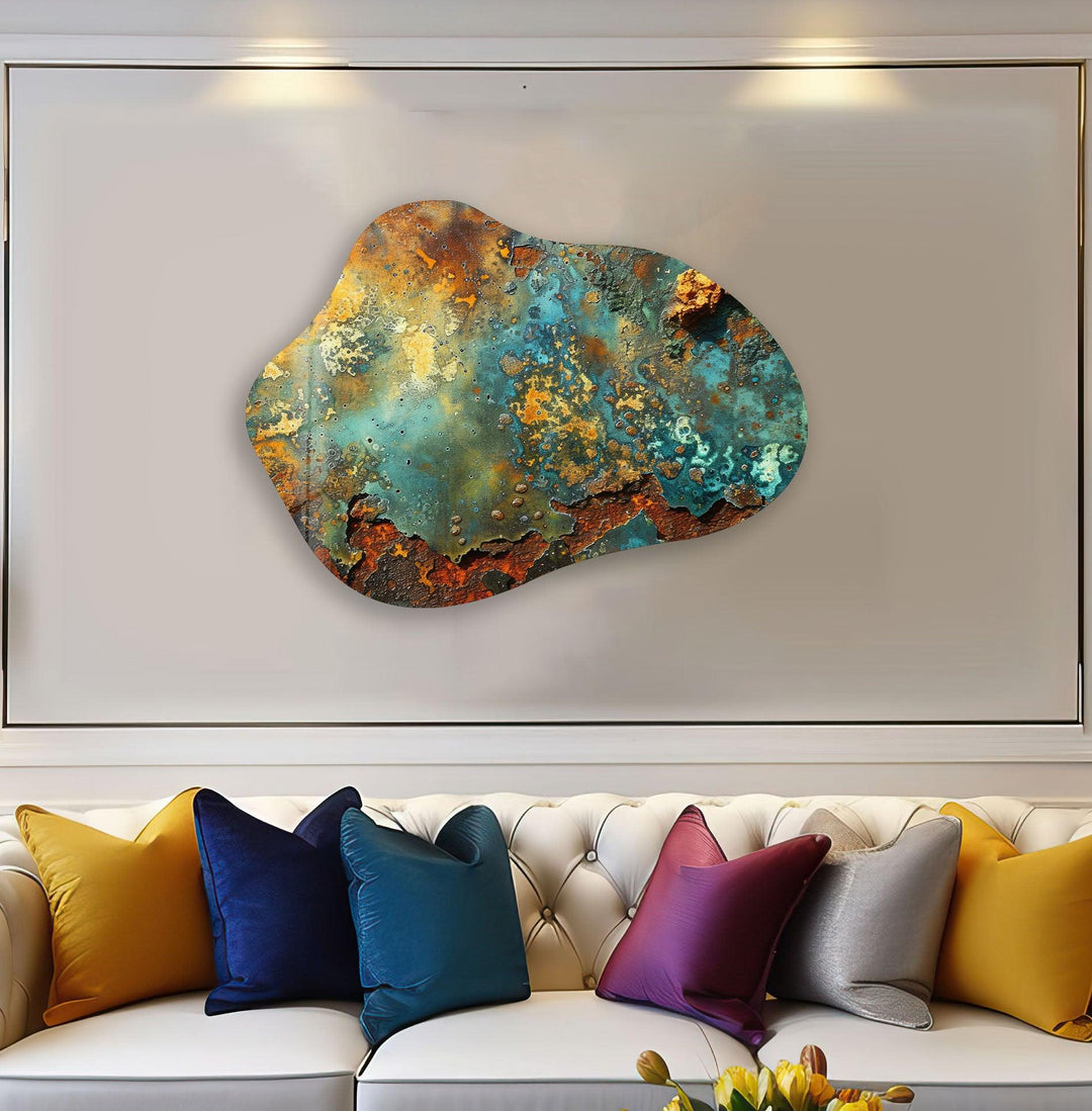 Modern Green Abstract Irregular Glass Wall Art, custom glass photo prints, large glass prints
