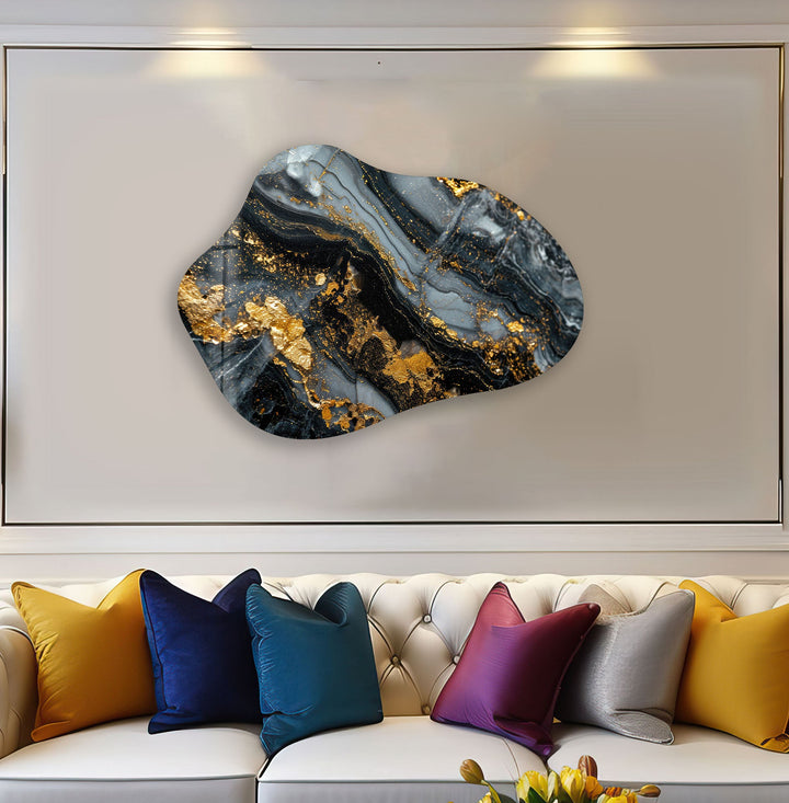 Gold & Gray Marble Irregular Glass Wall Art, glass photo prints, glass picture prints
