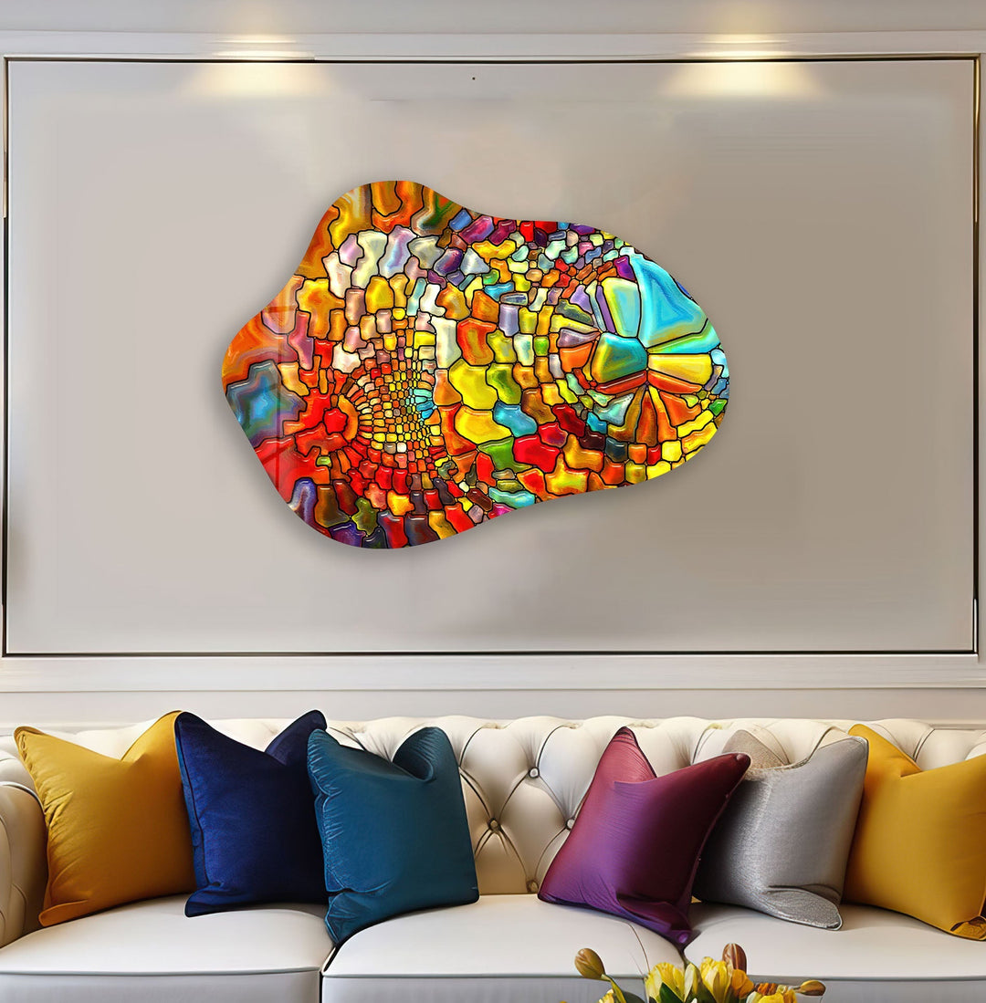 Stylish Orange Stained Glass Wall Art, print picture on glass, Tempered Glass Wall Art
