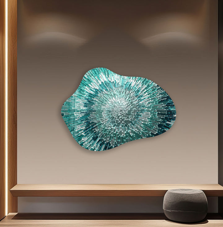 Abstract Turquoise Helix Glass Wall Art, glass photo prints, glass picture prints
