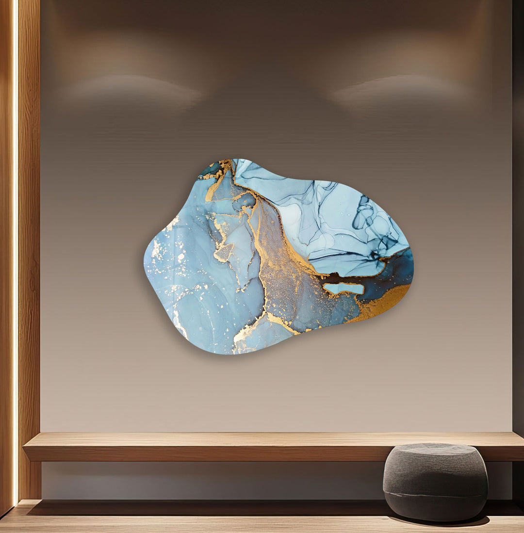 Stylish Blue Alcohol Ink Glass Wall Art, Glass Printing Wall Art, Print photos on glass
