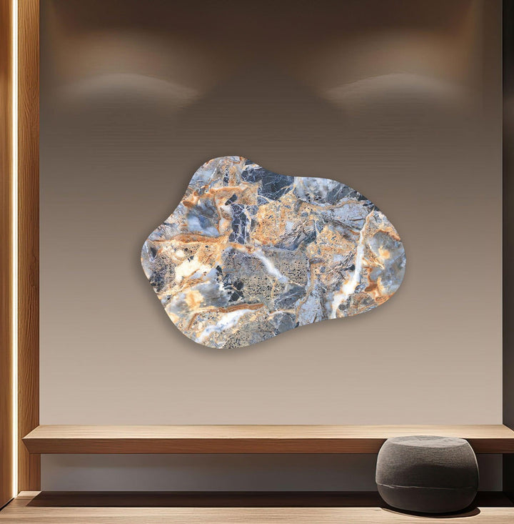 Marble Pattern Blue Irregular Glass Wall Art, custom glass photo prints, large glass prints
