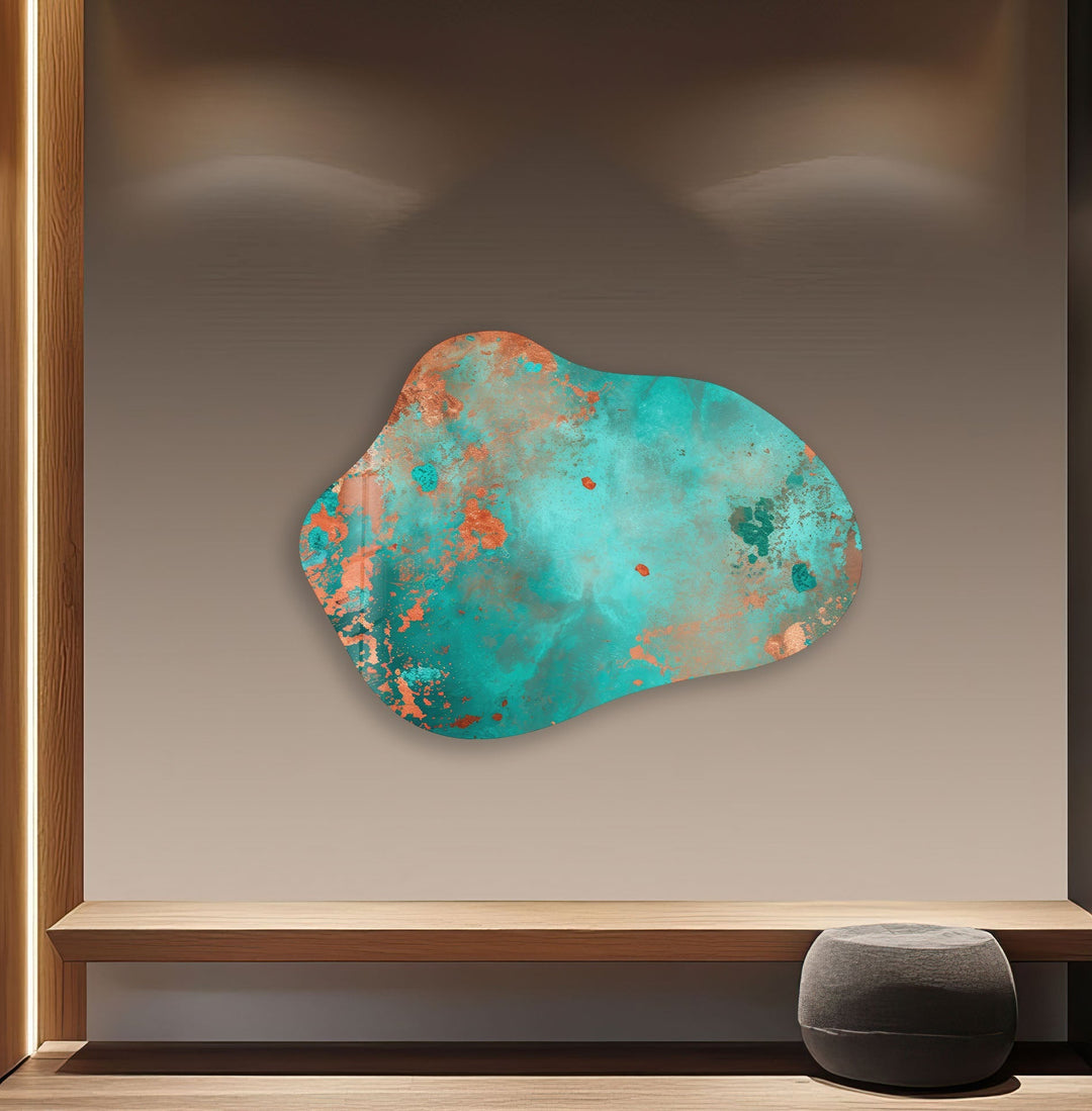 Turquoise Abstarct Decorative Glass Wall Art, glass pictures for Wall, glass prints wall art
