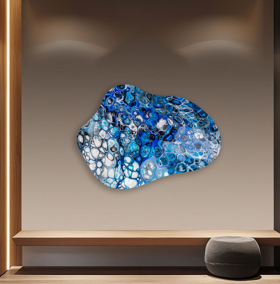 Abstract Blue Watercolor Irregular Glass Wall Art, Glass Printing Wall Art, Print photos on glass
