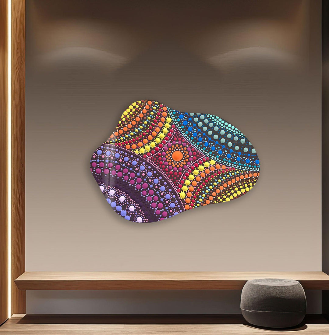 Colorful Mosaic Pattern Irregular Glass Wall Art, custom glass pictures, glass art prints
