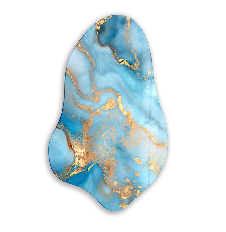 Stylish Blue Marble Irregular Glass Wall Art, glass image printing, glass prints from photos
