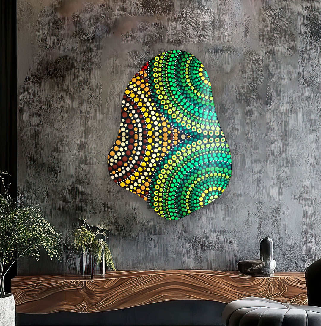 Green Mosaic Pattern Irregular Glass Wall Art, Glass Printing Wall Art, Print photos on glass
