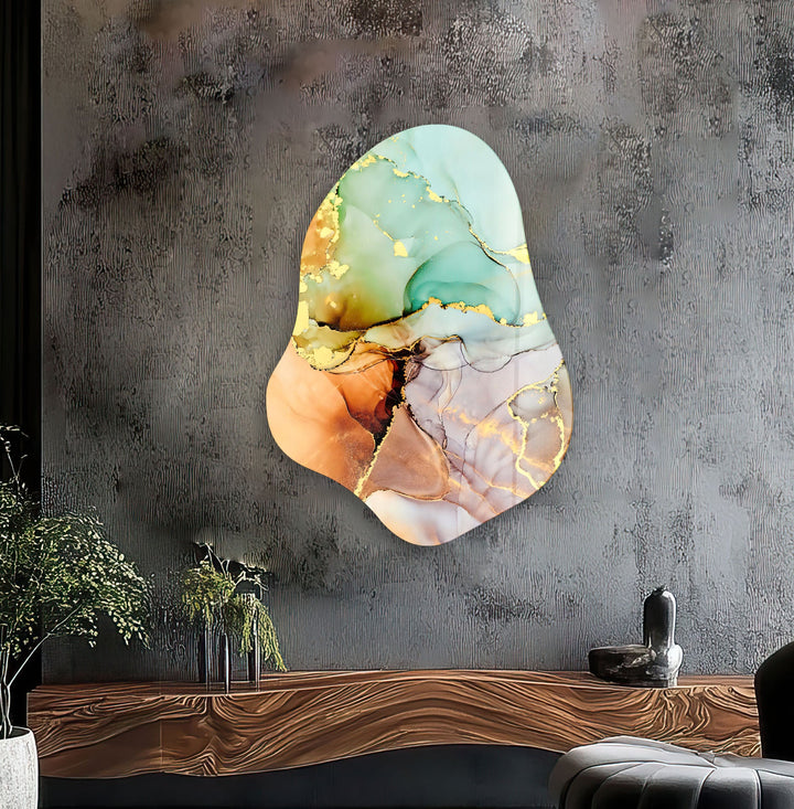 Turquoise Alcohol Ink Stylish Glass Wall Art, custom glass photo prints, large glass prints
