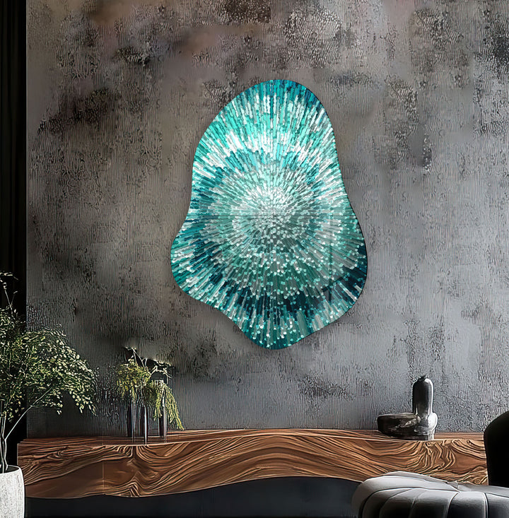 Abstract Turquoise Helix Glass Wall Art, glass image printing, glass prints from photos
