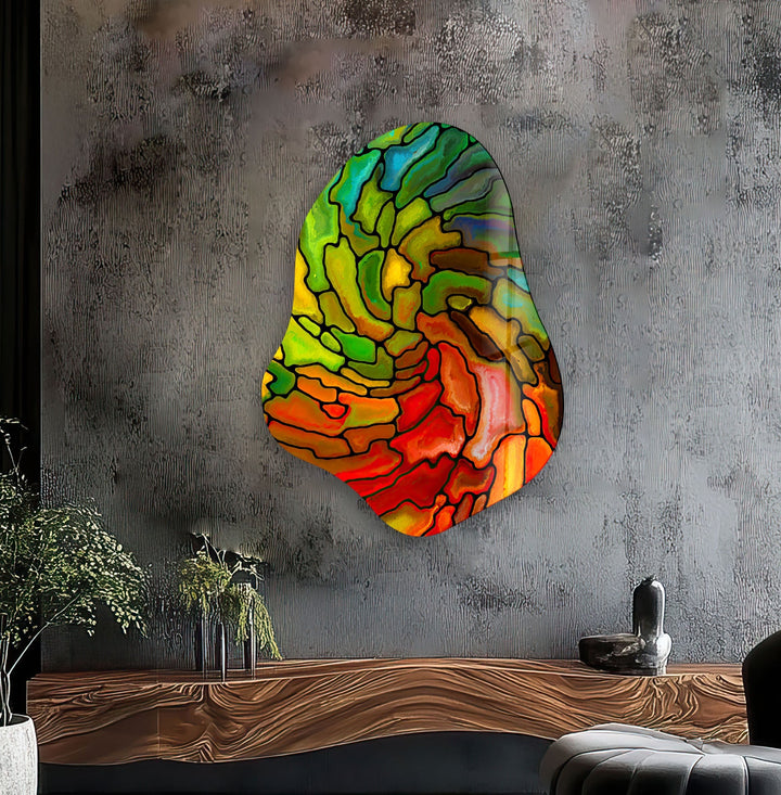 Stylish Red & Green Stained Glass Wall Art, glass pictures for Wall, glass prints wall art
