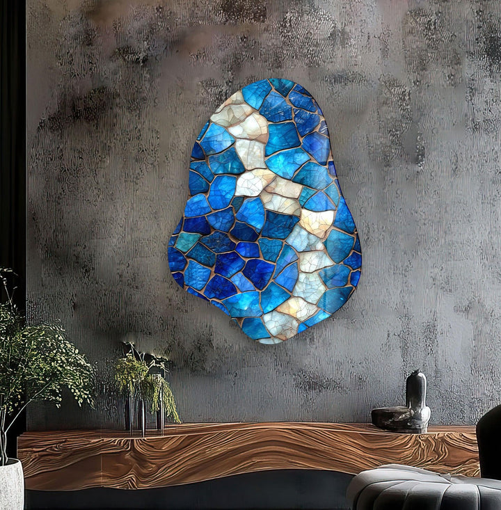 Stylish Blue Stained Glass Wall Art, glass image printing, glass prints from photos
