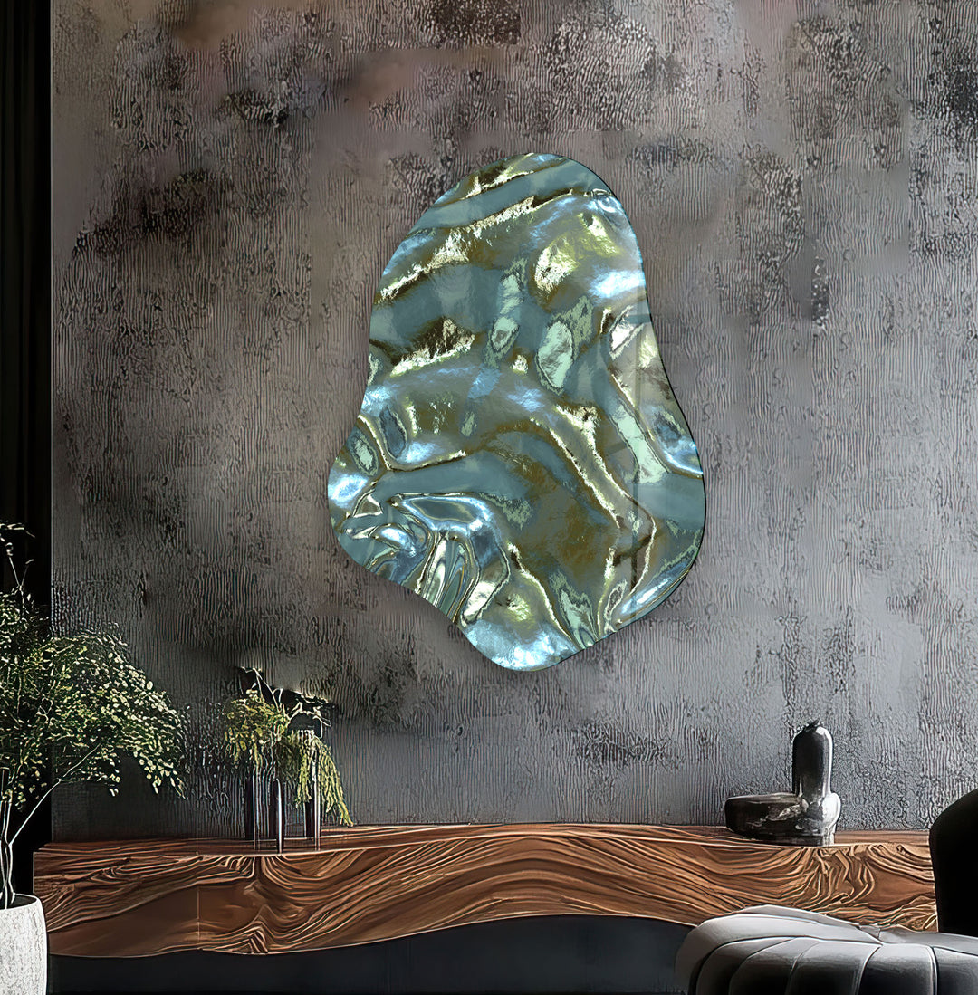 Stylish Green Abstract Glass Wall Art, print on glass, glass printed photos
