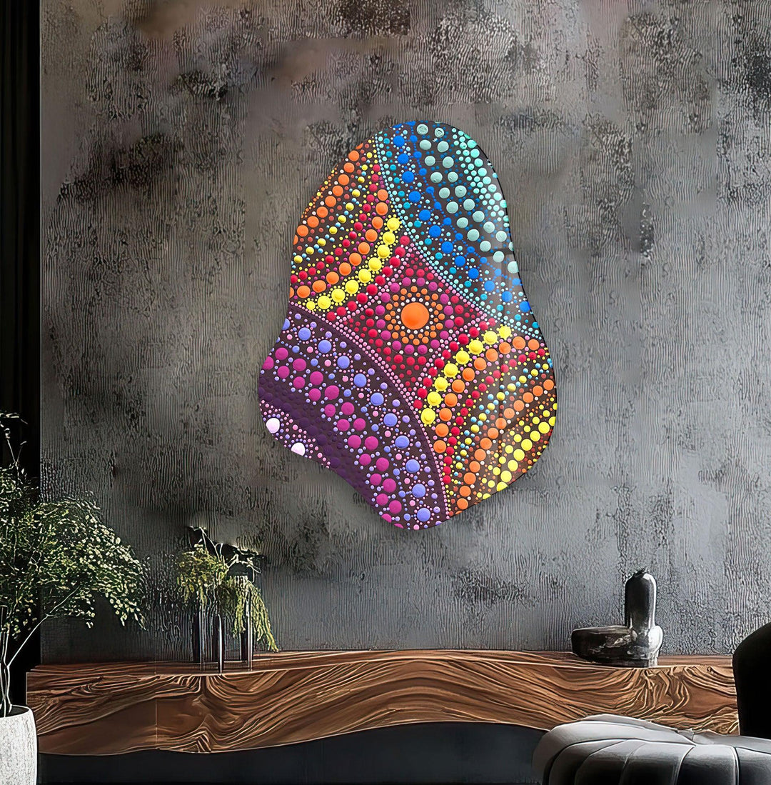 Colorful Mosaic Pattern Irregular Glass Wall Art, photo print on glass, prints on glass wall art
