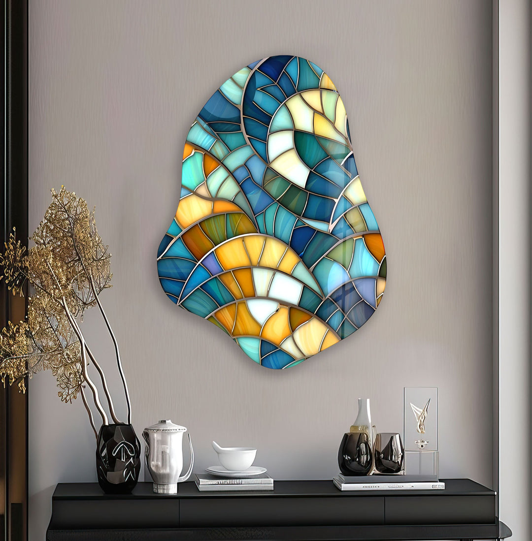 Turquoise Stained Glass Wall Art, glass photo prints, glass picture prints
