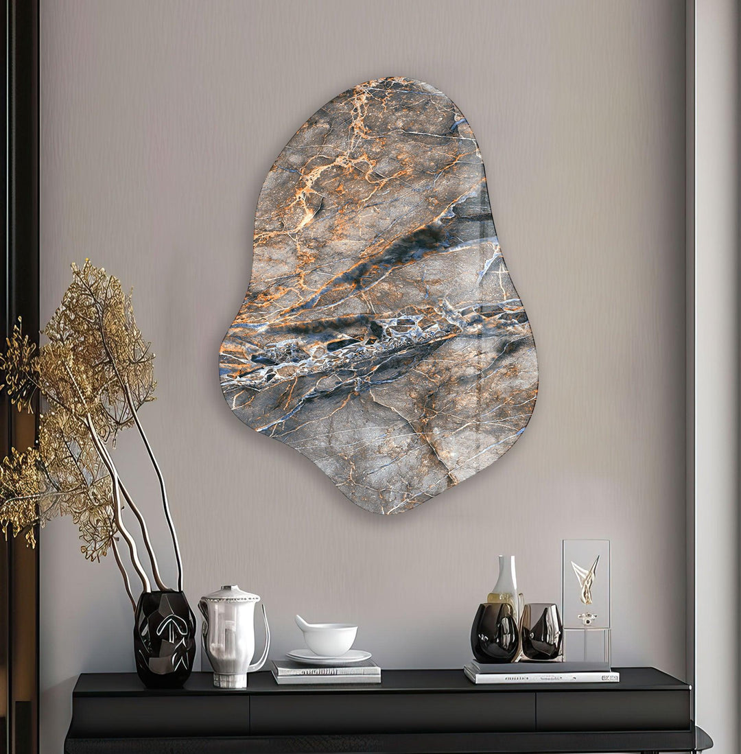 Elegant Grey Marble Decorative Glass Wall Art, print on glass, glass printed photos
