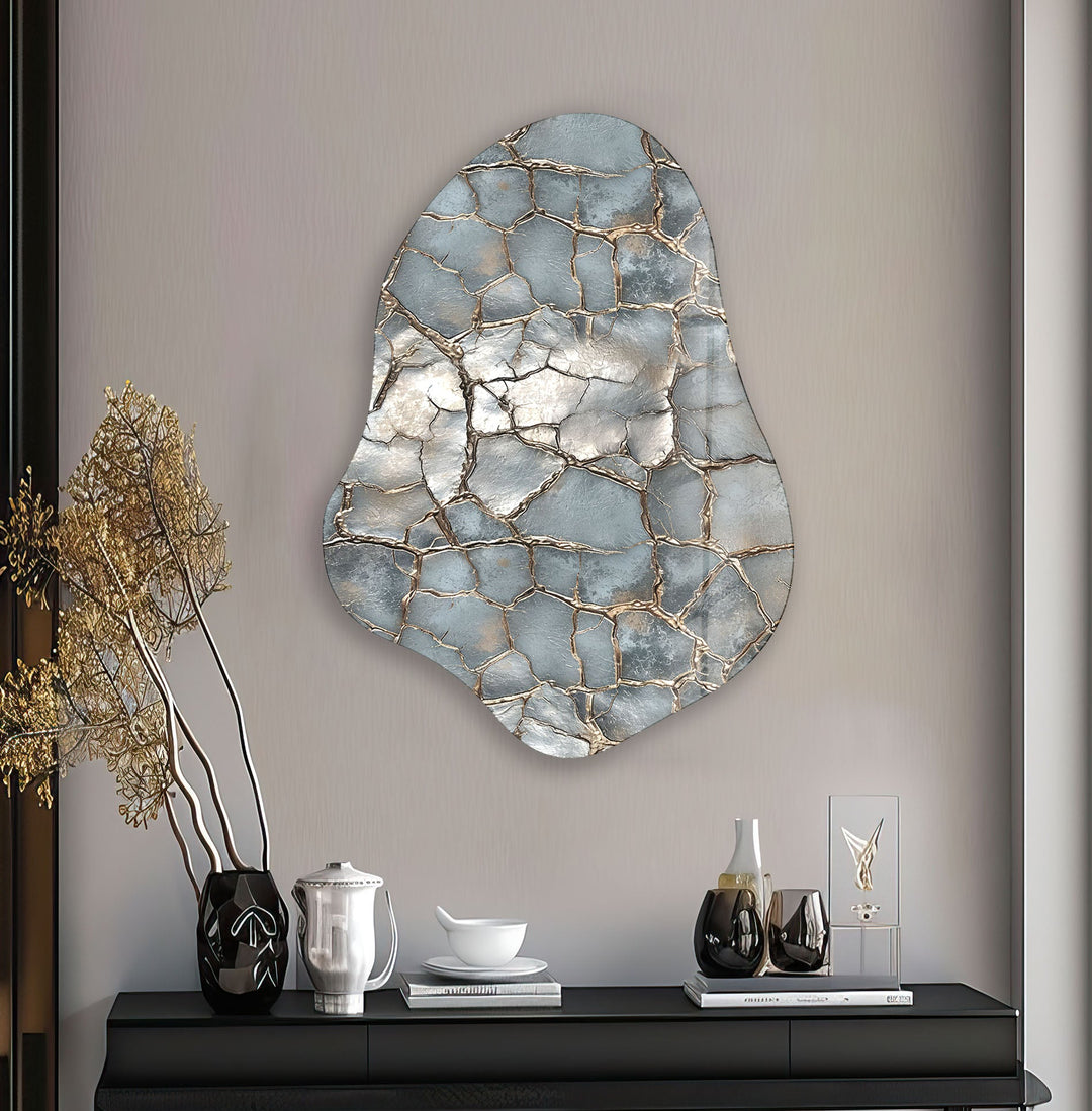 Modern Silver Decorative Glass Wall Art, print picture on glass, Tempered Glass Wall Art
