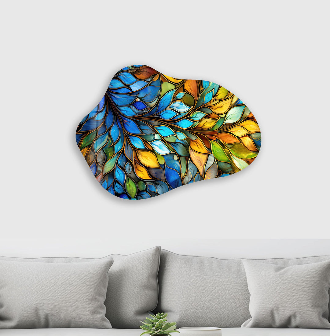 Stained Leaf Floral Glass Wall Art, print on glass, glass printed photos

