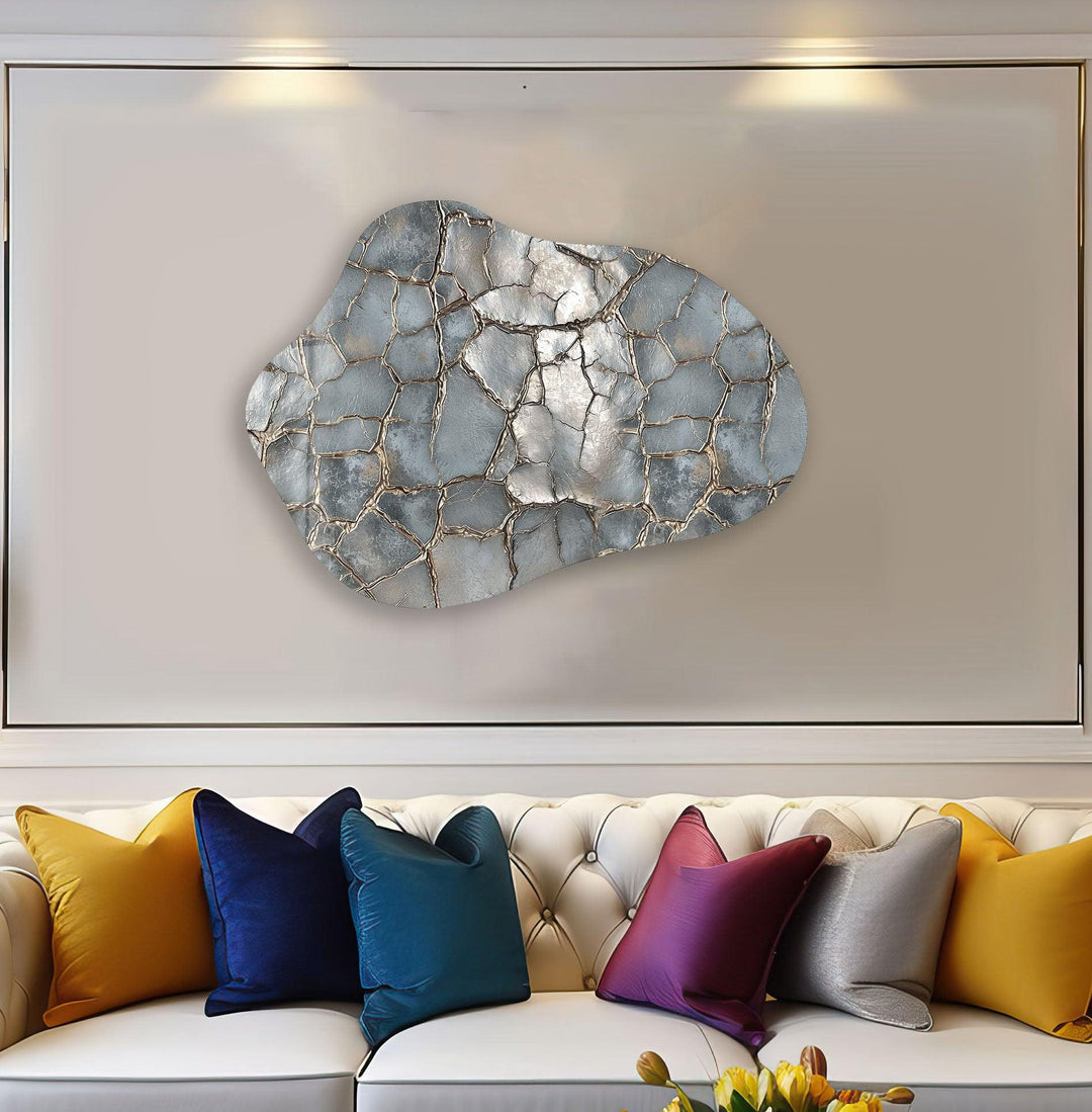 Modern Silver Decorative Glass Wall Art, Glass Printing Wall Art, Print photos on glass
