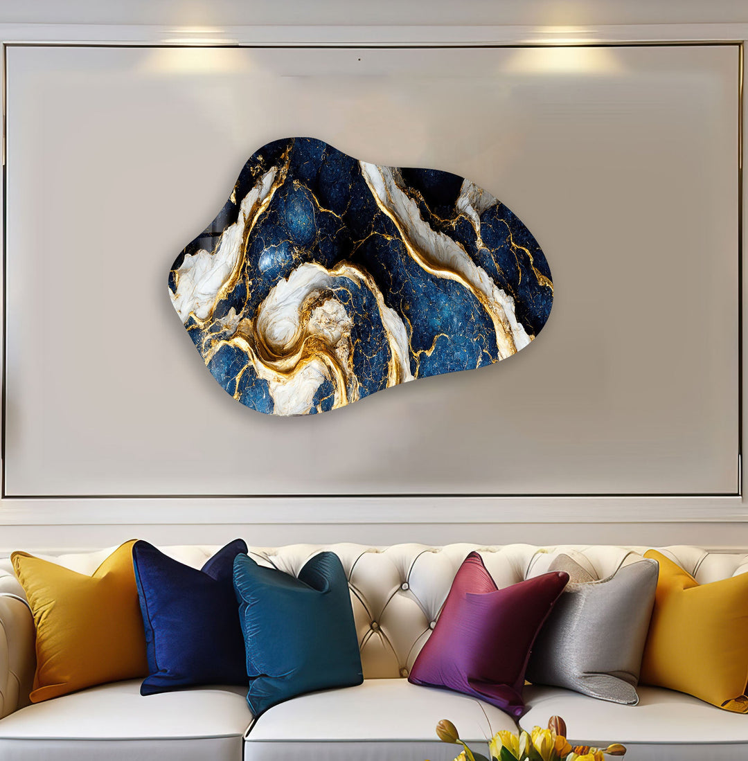 Stunning Blue Marble Glass Wall Art, glass photo prints, glass picture prints
