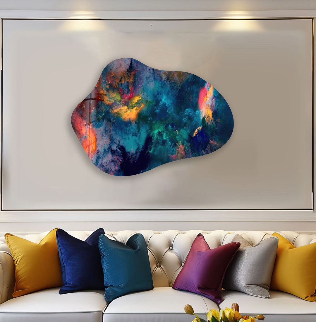 Stunning Blue Marble Glass Wall Art, print picture on glass, Tempered Glass Wall Art
