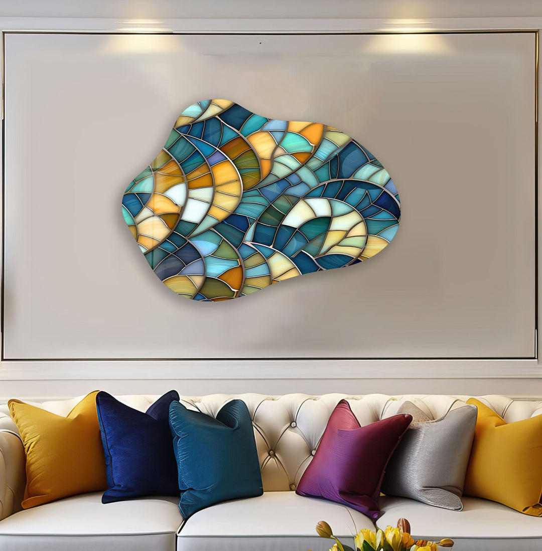 Turquoise Stained Glass Wall Art, stained glass wall art, stained glass wall decor
