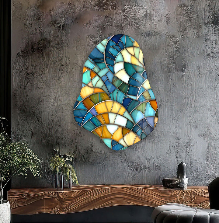 Turquoise Stained Glass Wall Art, glass image printing, glass prints from photos
