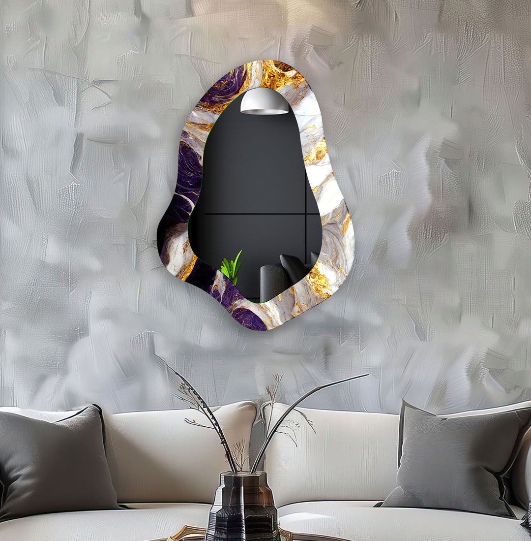 Elegant Purple Marble Decorative Wall Mirror