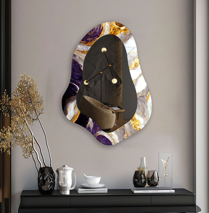 Elegant Purple Marble Decorative Wall Mirror